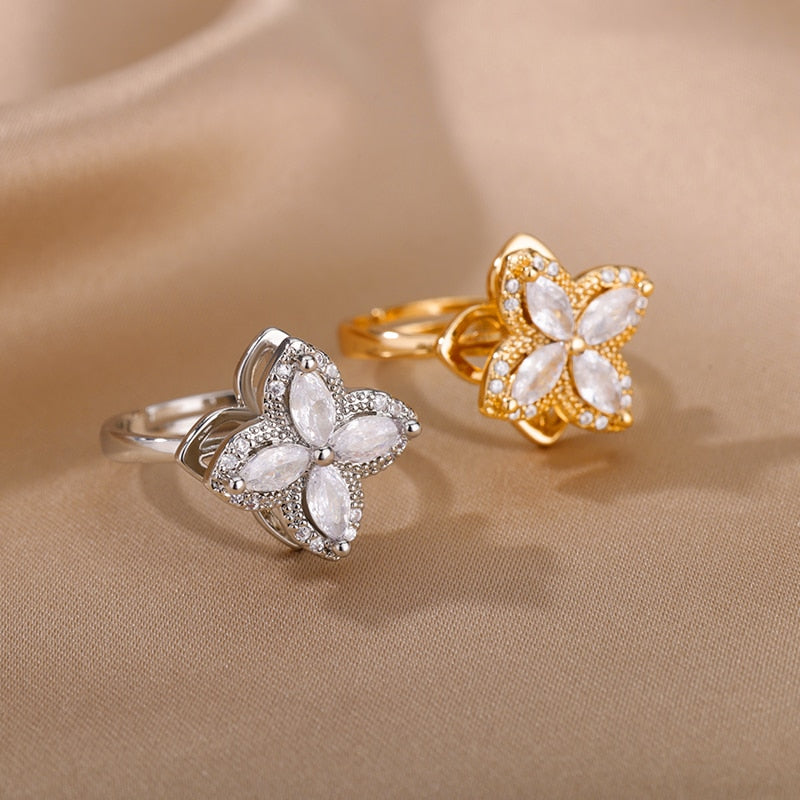 Peris Gems Rotating Four Clover Rings for Women | Gold Silver Diamond Rings SHEIN Amazon Temu