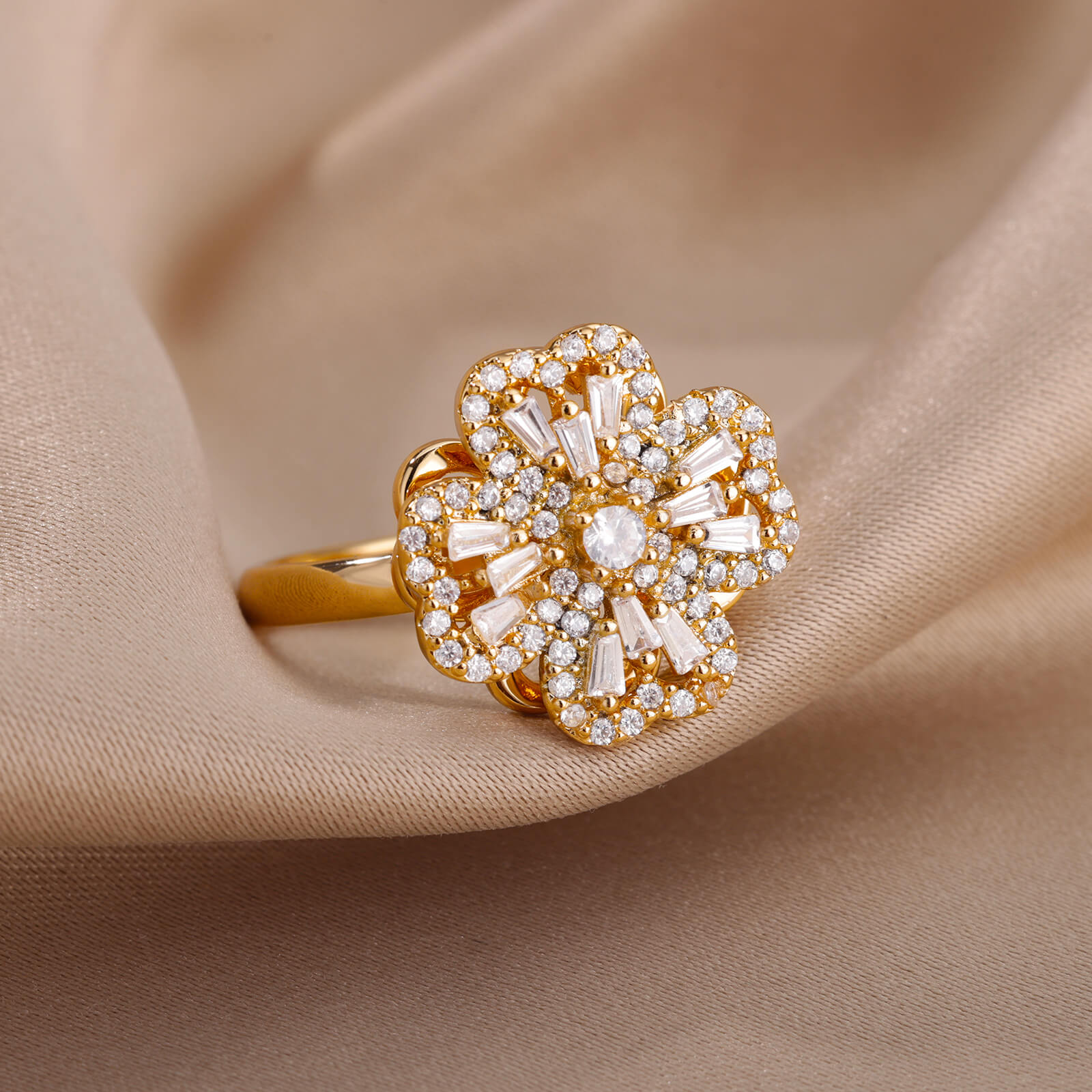 Peris Gems Rotating Four Clover Rings for Women | Gold Silver Diamond Rings SHEIN Amazon Temu