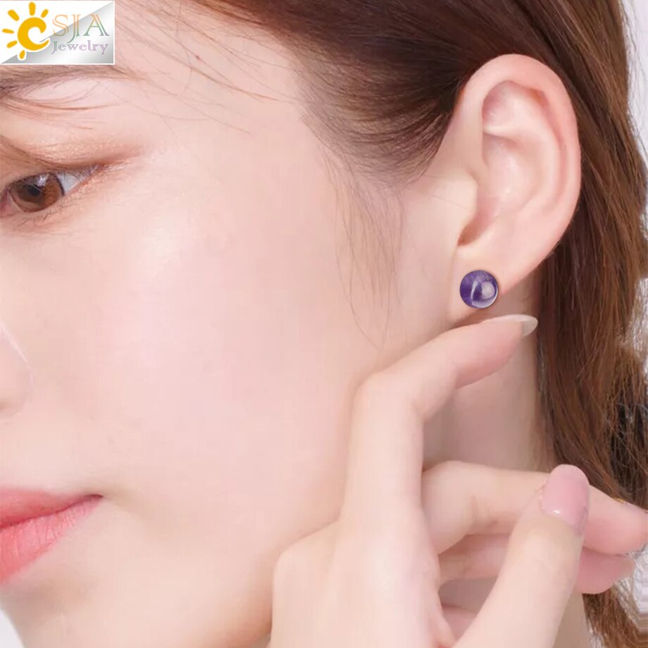Peris Gems Round 8mm Natural Quartz Stud Earrings for Women SHEIN Amazon Temu