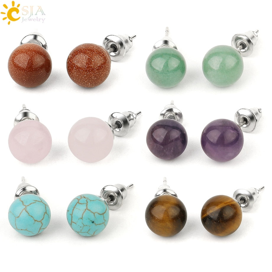 Peris Gems Round 8mm Natural Quartz Stud Earrings for Women SHEIN Amazon Temu