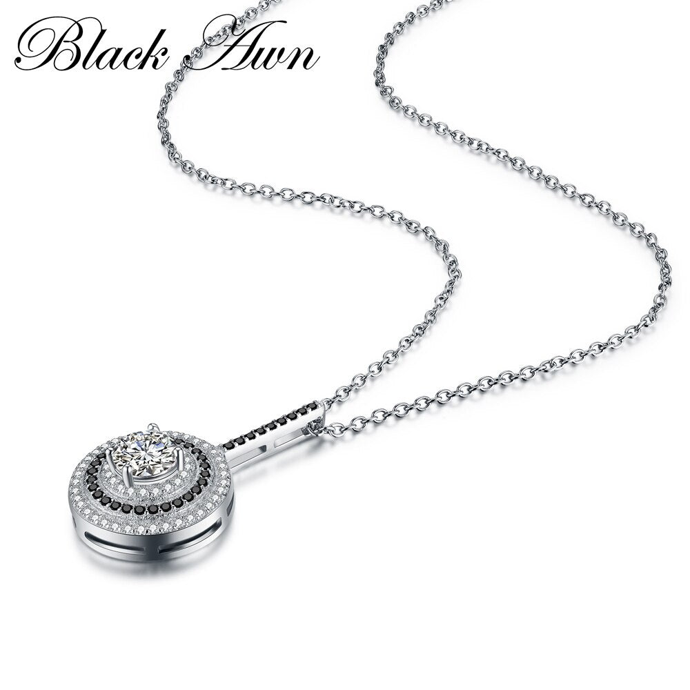 Peris Gems Round Black and White Diamond Pendant Necklace for Women SHEIN Amazon Temu