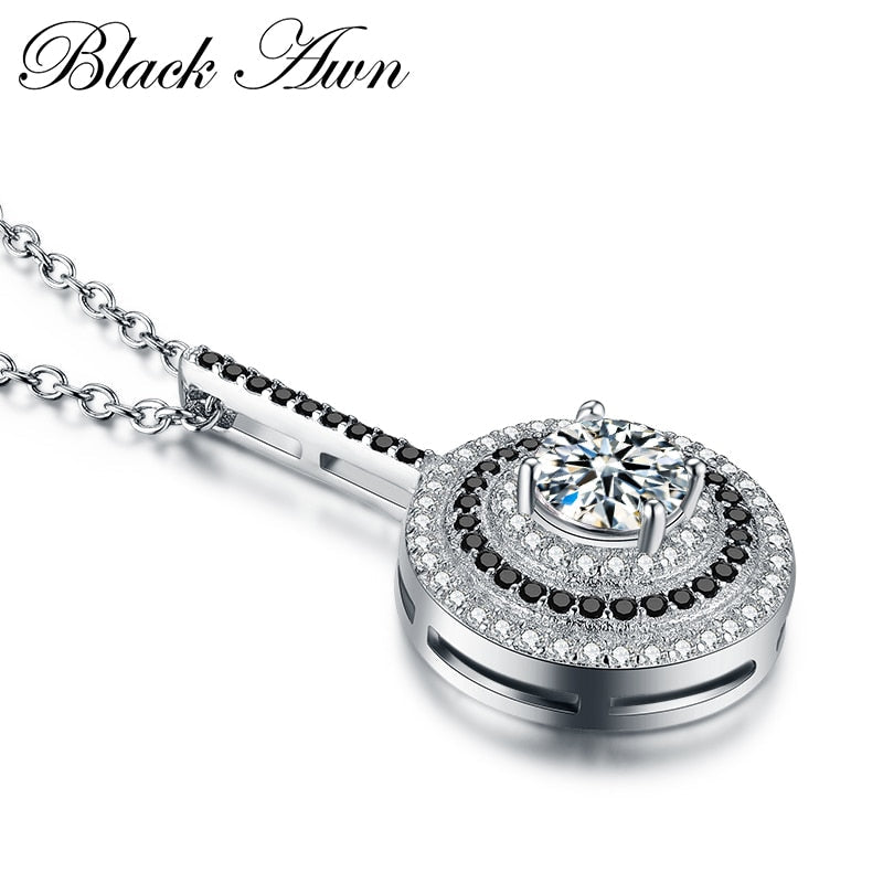 Peris Gems Round Black and White Diamond Pendant Necklace for Women SHEIN Amazon Temu