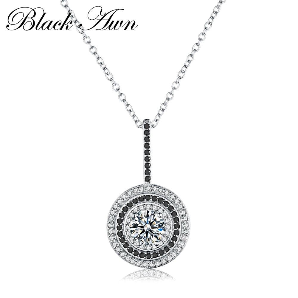 Peris Gems Round Black and White Diamond Pendant Necklace for Women SHEIN Amazon Temu