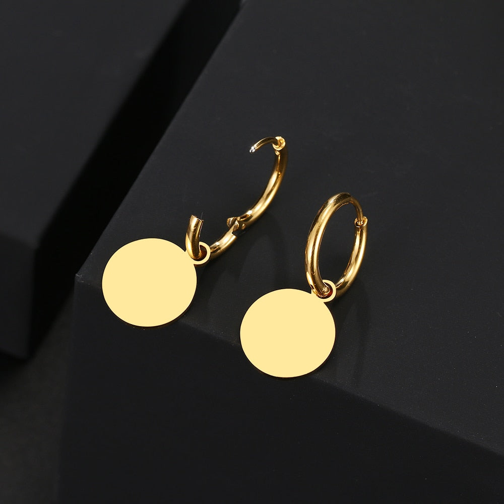 Peris Gems Round Coin Stainless Steel Earrings | Gold Charm Earrings for Women SHEIN Amazon Temu