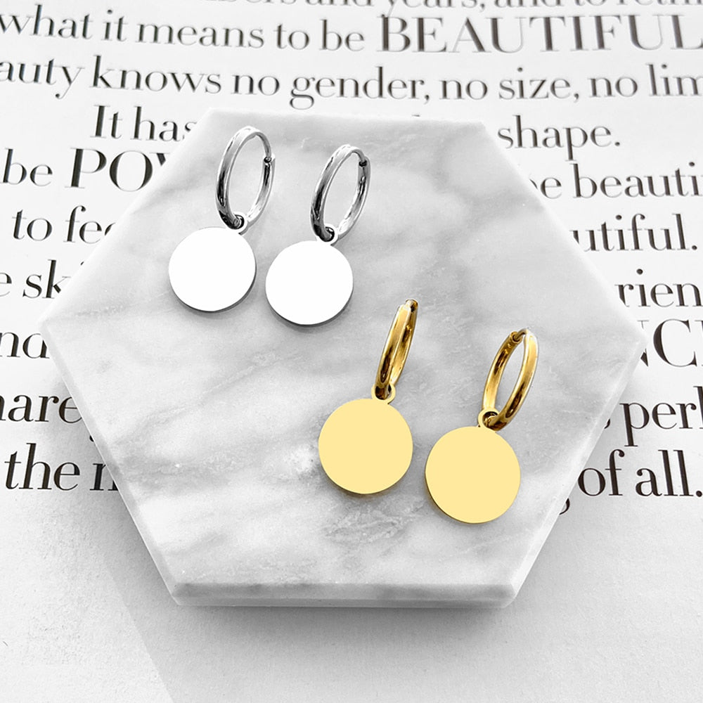 Peris Gems Round Coin Stainless Steel Earrings | Gold Charm Earrings for Women SHEIN Amazon Temu