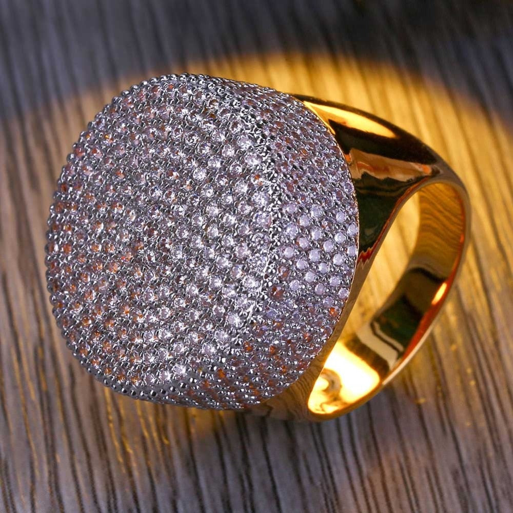 Peris Gems Round Diamond Encrusted Gold Ring Unisex | Micro Pave Diamonds Round Diamond Encrusted Gold Ring Unisex Micro Pave Diamonds SHEIN Amazon Temu