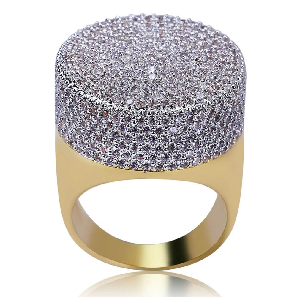 Peris Gems Round Diamond Encrusted Gold Ring Unisex | Micro Pave Diamonds Round Diamond Encrusted Gold Ring Unisex Micro Pave Diamonds SHEIN Amazon Temu