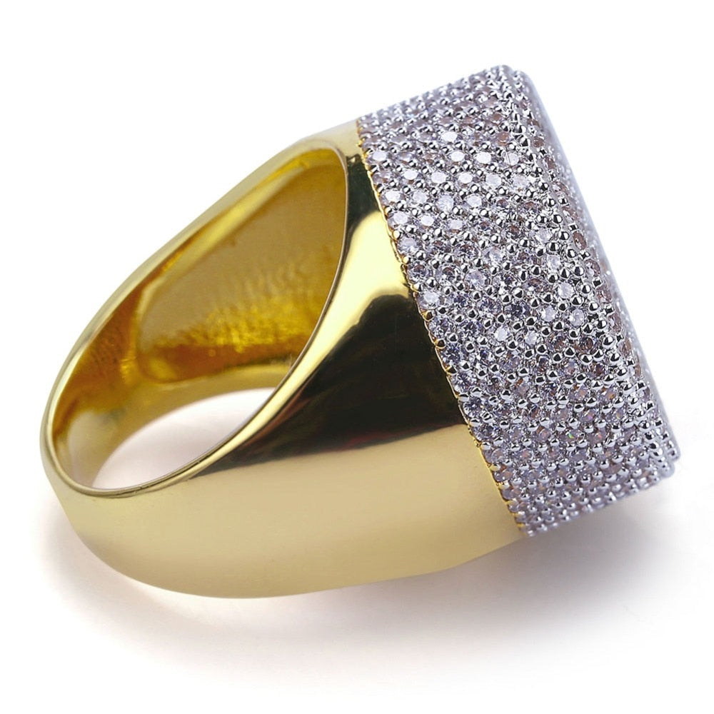 Peris Gems Round Diamond Encrusted Gold Ring Unisex | Micro Pave Diamonds Round Diamond Encrusted Gold Ring Unisex Micro Pave Diamonds SHEIN Amazon Temu