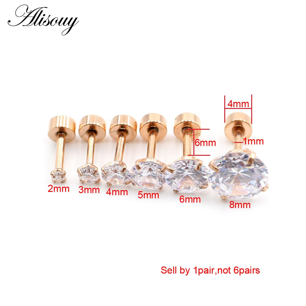 Peris Gems Round Diamond Gold Stud Earrings | 4 Prong Cartilage Crystal Earrings SHEIN Amazon Temu