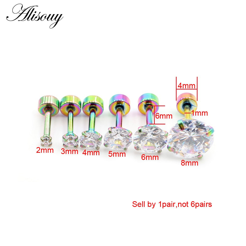 Peris Gems Round Diamond Gold Stud Earrings | 4 Prong Cartilage Crystal Earrings SHEIN Amazon Temu