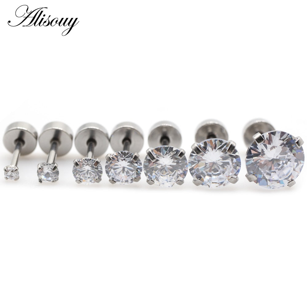 Peris Gems Round Diamond Gold Stud Earrings | 4 Prong Cartilage Crystal Earrings SHEIN Amazon Temu