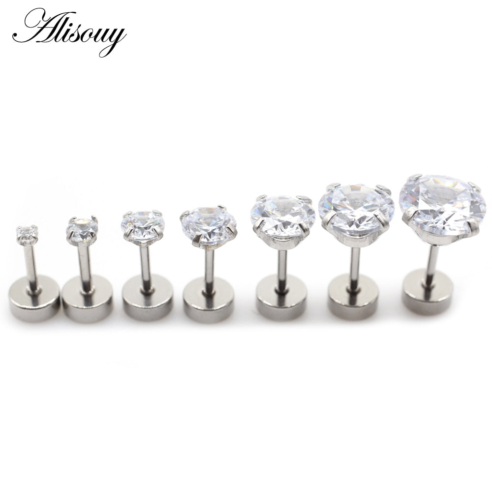 Peris Gems Round Diamond Gold Stud Earrings | 4 Prong Cartilage Crystal Earrings SHEIN Amazon Temu