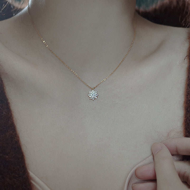 Peris Gems Round Flower Diamond Gold Necklace for Women SHEIN Amazon Temu