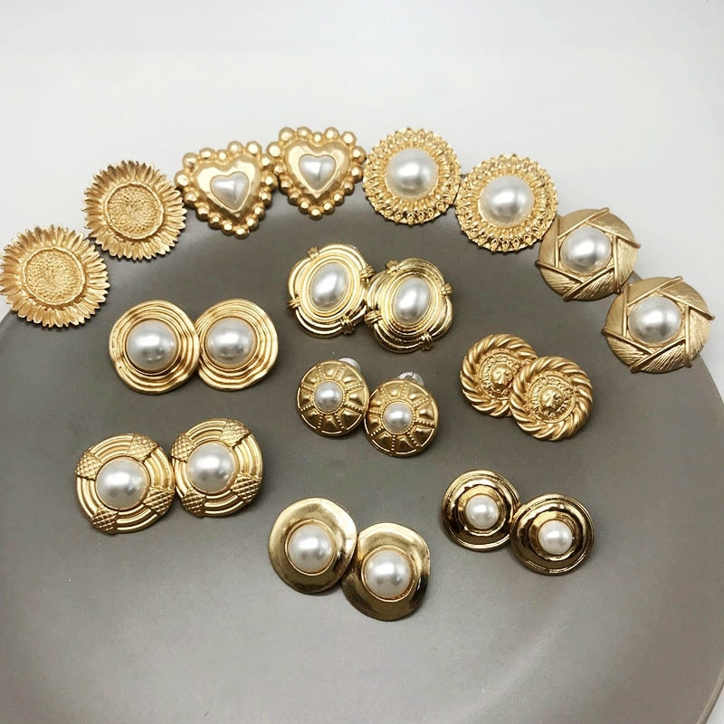 Peris Gems Round Gold Pearl Stud Earrings for Women | Spartan Shield Earrings Round Gold Pearl Stud Earrings for Women | Spartan Shield SHEIN Amazon Temu