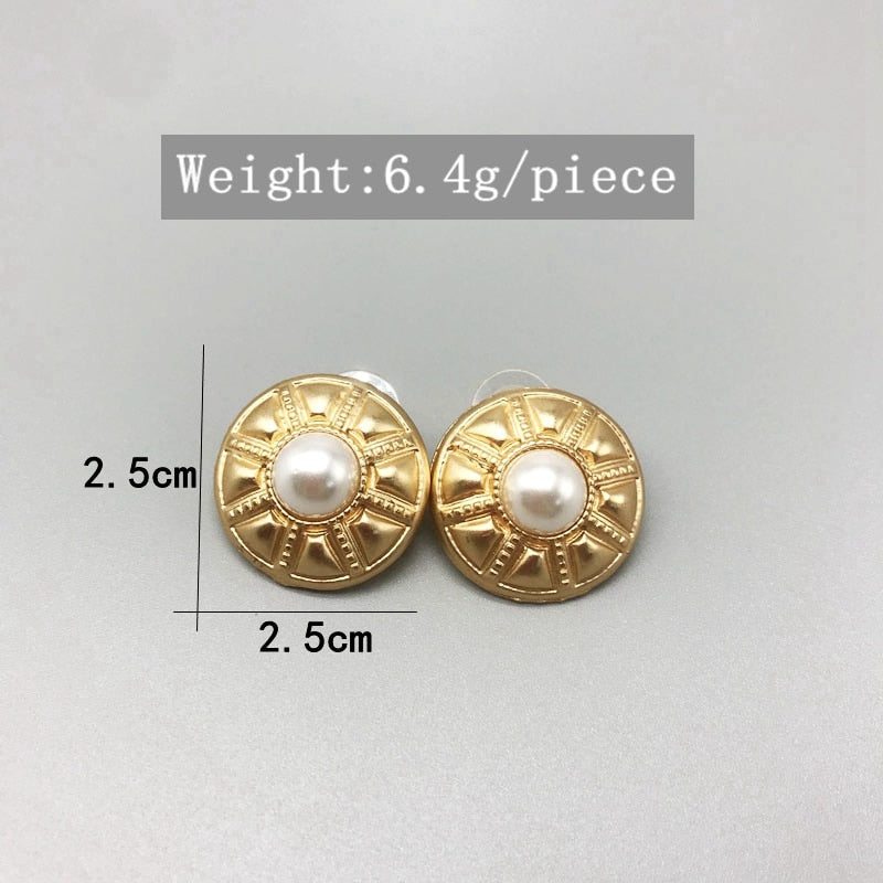 Peris Gems Round Gold Pearl Stud Earrings for Women | Spartan Shield Earrings Round Gold Pearl Stud Earrings for Women | Spartan Shield SHEIN Amazon Temu