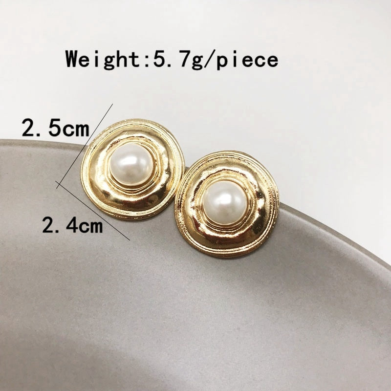 Peris Gems Round Gold Pearl Stud Earrings for Women | Spartan Shield Earrings Round Gold Pearl Stud Earrings for Women | Spartan Shield SHEIN Amazon Temu