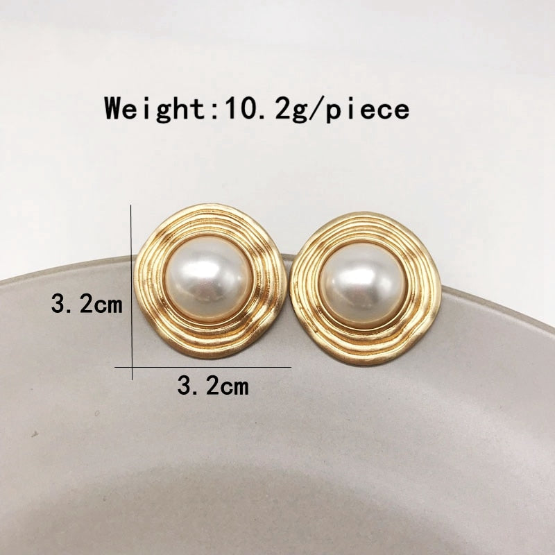 Peris Gems Round Gold Pearl Stud Earrings for Women | Spartan Shield Earrings Round Gold Pearl Stud Earrings for Women | Spartan Shield SHEIN Amazon Temu