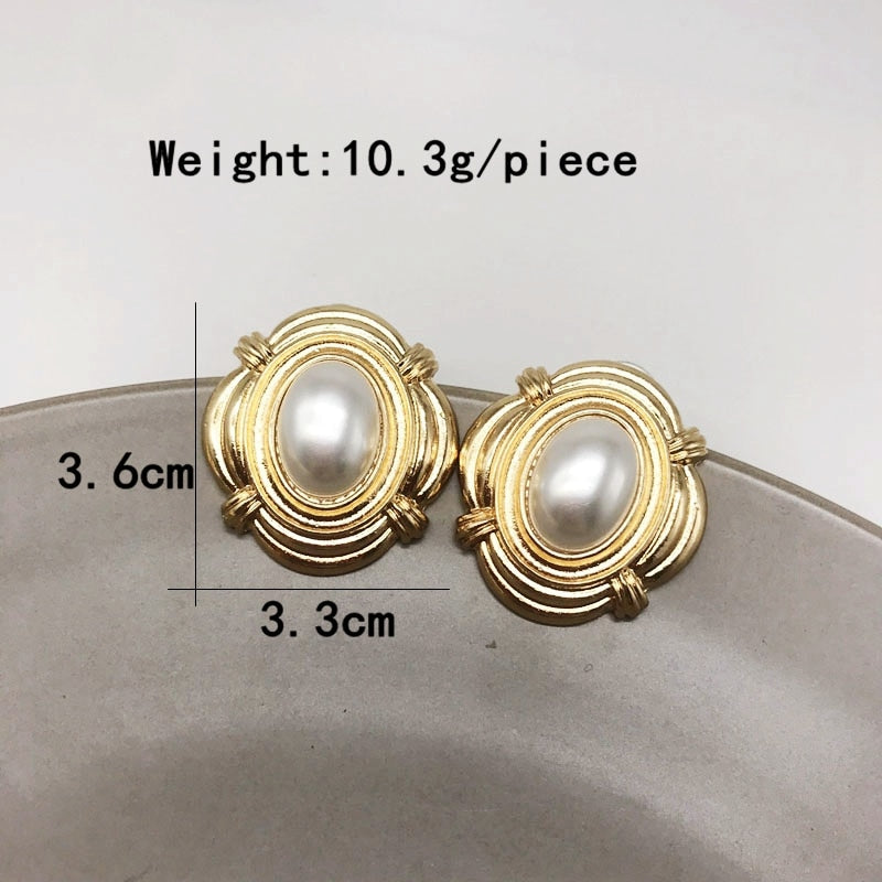 Peris Gems Round Gold Pearl Stud Earrings for Women | Spartan Shield Earrings Round Gold Pearl Stud Earrings for Women | Spartan Shield SHEIN Amazon Temu