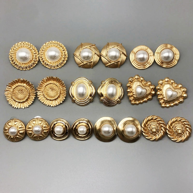 Peris Gems Round Gold Pearl Stud Earrings for Women | Spartan Shield Earrings Round Gold Pearl Stud Earrings for Women | Spartan Shield SHEIN Amazon Temu