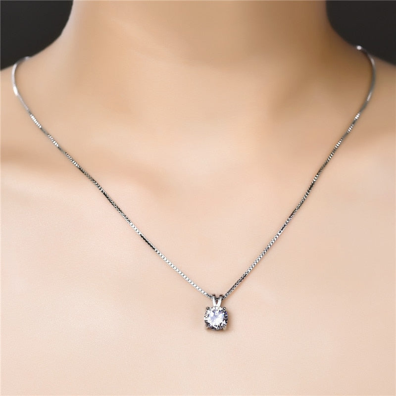 Peris Gems Round Solitaire Diamond Pendant Necklace for Women | Silver Diamond Necklace Round Solitaire Diamond Pendant Necklace for Women | Silver SHEIN Amazon Temu
