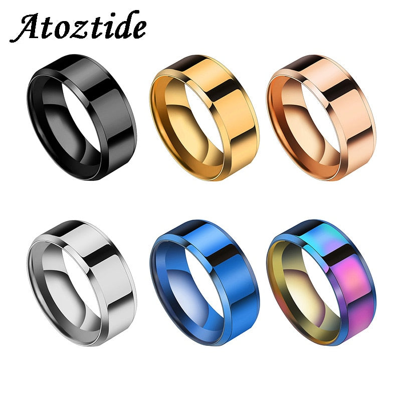 Peris Gems Round Titanium Stainless Steel Rings Unisex | 8mm Party Rings Round Titanium Stainless Steel Rings Unisex | 8mm Party Ring SHEIN Amazon Temu