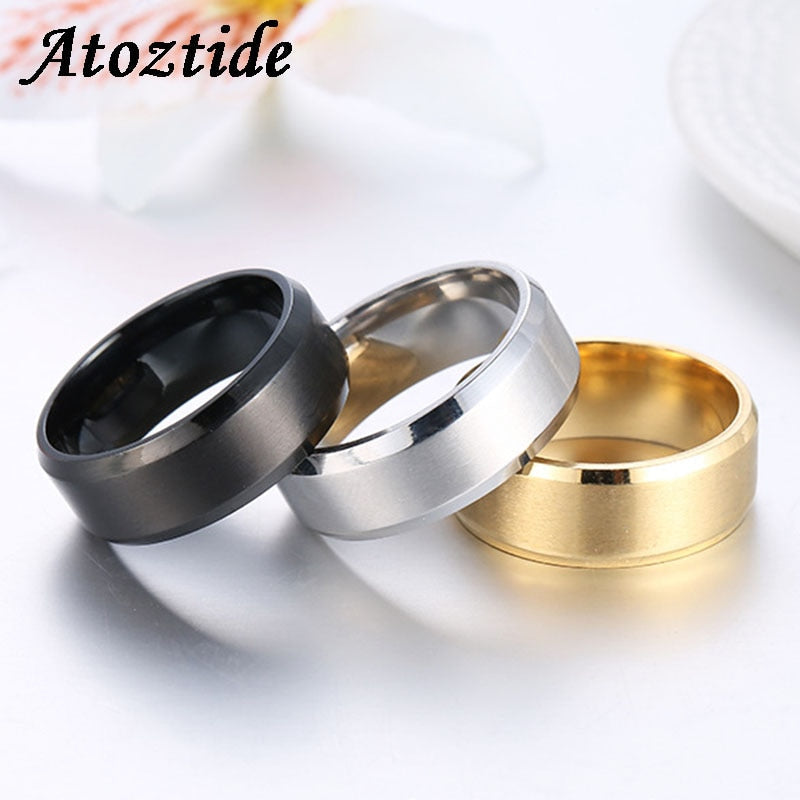 Peris Gems Round Titanium Stainless Steel Rings Unisex | 8mm Party Rings Round Titanium Stainless Steel Rings Unisex | 8mm Party Ring SHEIN Amazon Temu