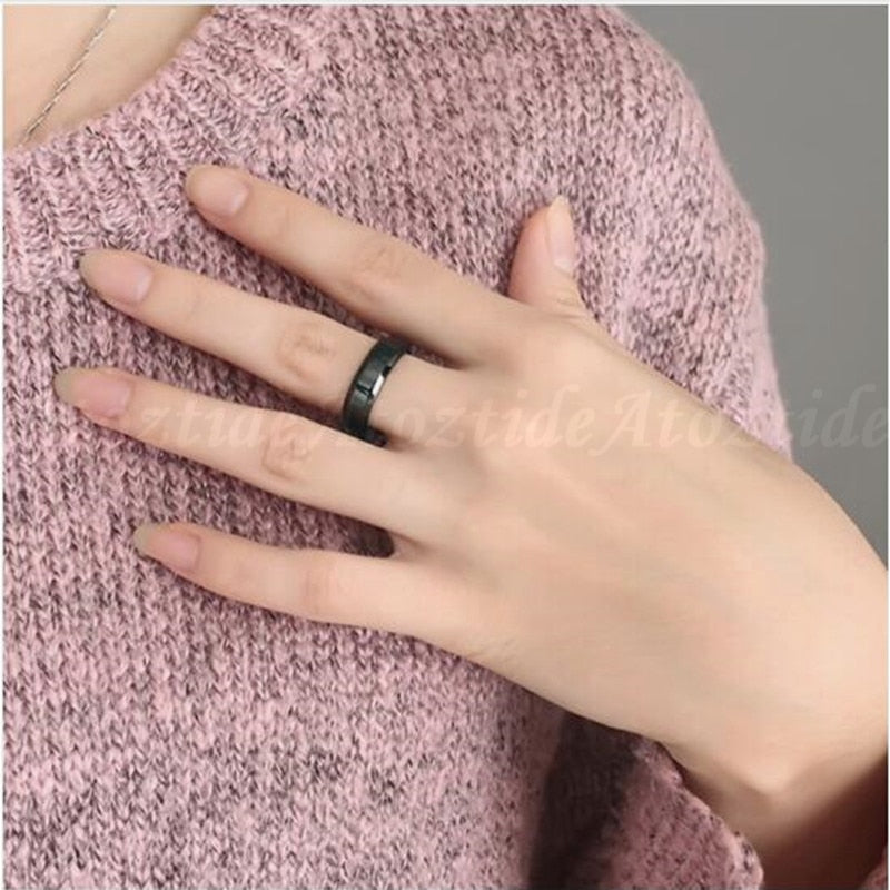 Peris Gems Round Titanium Stainless Steel Rings Unisex | 8mm Party Rings Round Titanium Stainless Steel Rings Unisex | 8mm Party Ring SHEIN Amazon Temu