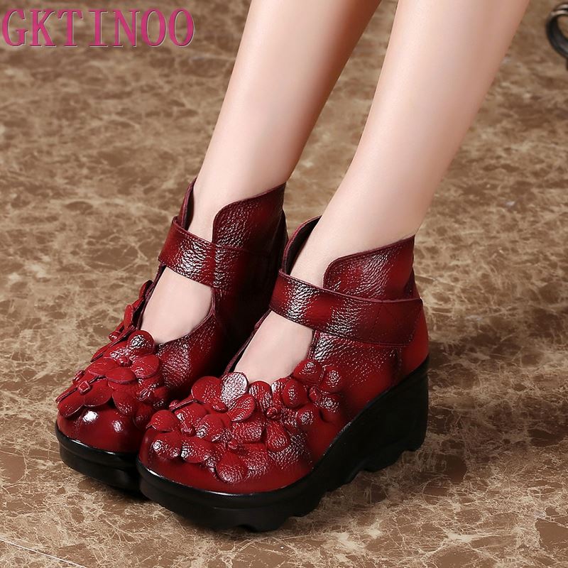 Peris Gems Round Toe Leather Ankle Boots for Women | Platform Boots SHEIN Amazon Temu