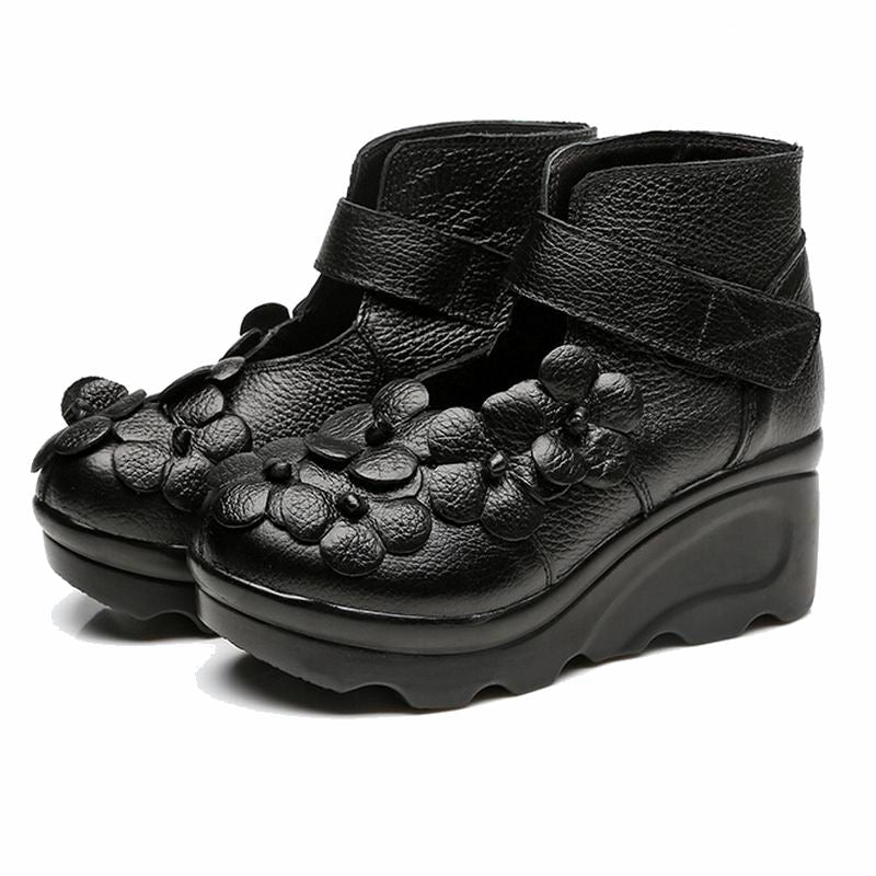 Peris Gems Round Toe Leather Ankle Boots for Women | Platform Boots SHEIN Amazon Temu