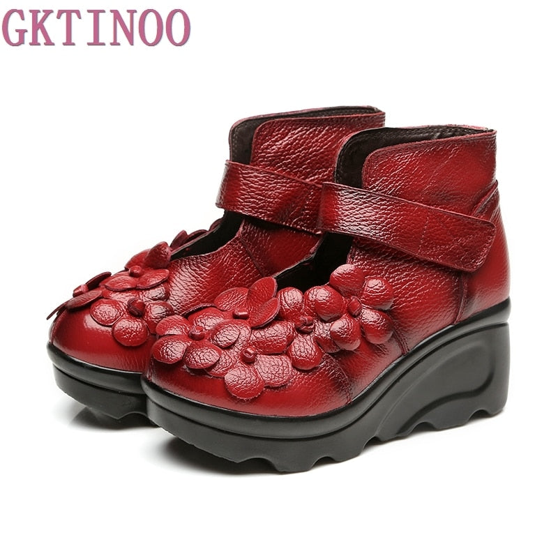 Peris Gems Round Toe Leather Ankle Boots for Women | Platform Boots SHEIN Amazon Temu