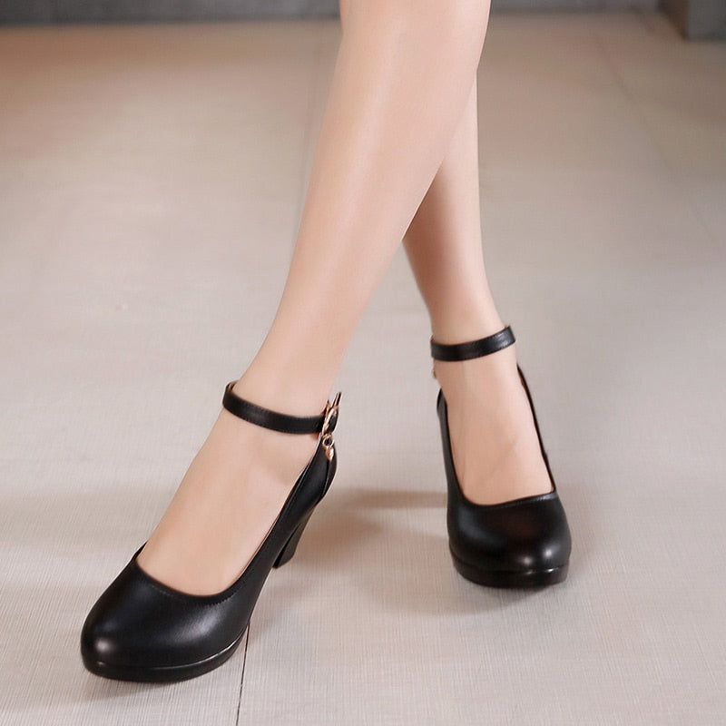 Peris Gems Round Toe Pump High Heel Shoes for Women | Black Leather Shoes Round Toe Pump High Heel Shoes for Women Black Leather Shoes SHEIN Amazon Temu