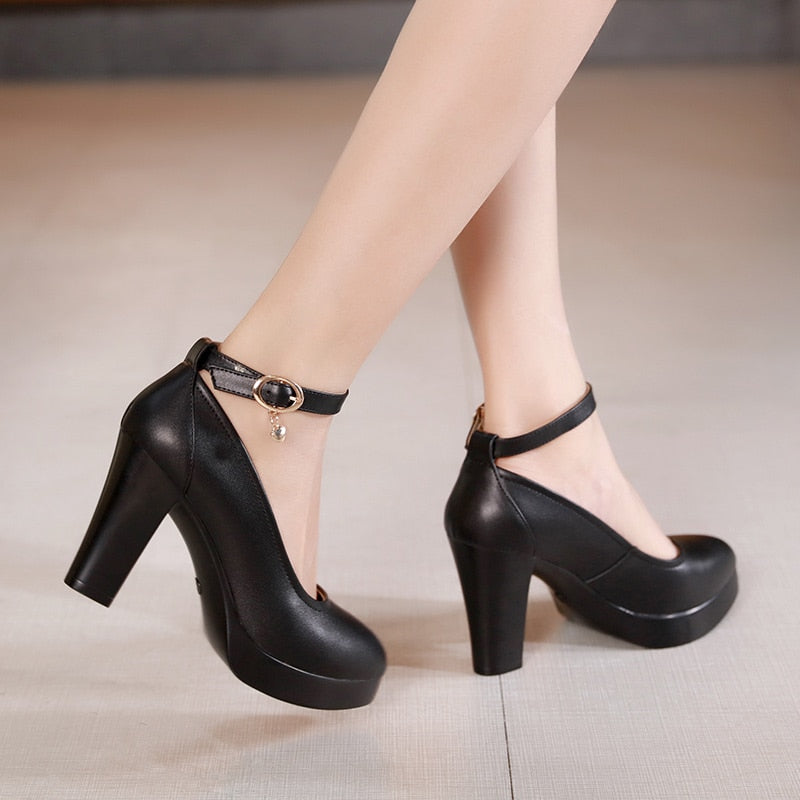 Peris Gems Round Toe Pump High Heel Shoes for Women | Black Leather Shoes Round Toe Pump High Heel Shoes for Women Black Leather Shoes SHEIN Amazon Temu