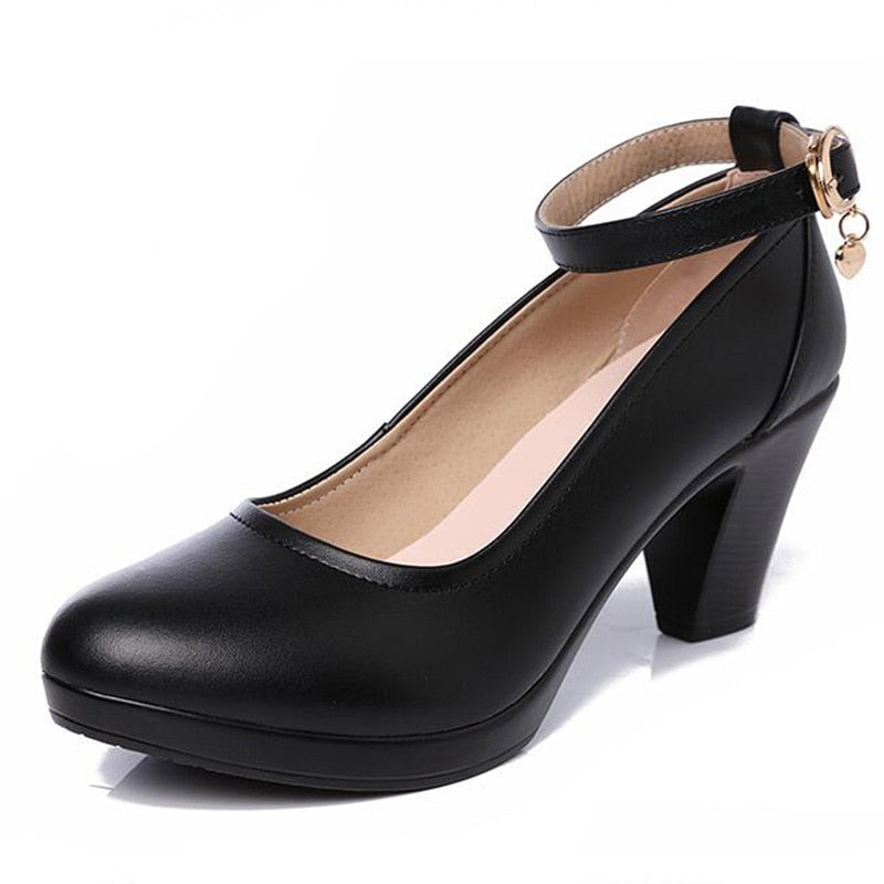 Peris Gems Round Toe Pump High Heel Shoes for Women | Black Leather Shoes Round Toe Pump High Heel Shoes for Women Black Leather Shoes SHEIN Amazon Temu