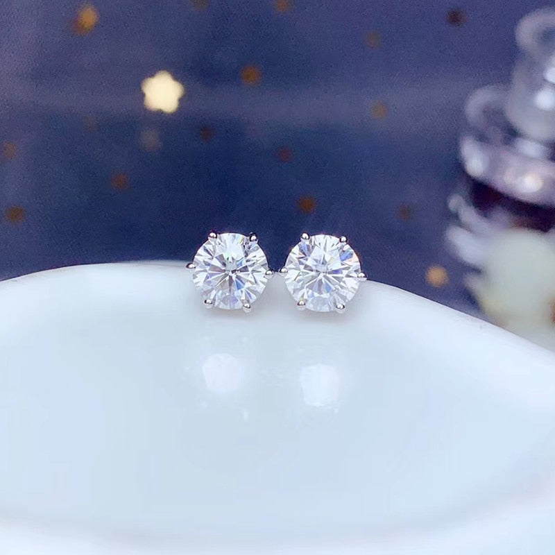 Peris Gems Round VVS1 Moissanite Stud Earrings for Women | 1ct Silver Diamond Earrings Round VVS1 Moissanite Stud Earrings for Women | 1ct Diamond SHEIN Amazon Temu