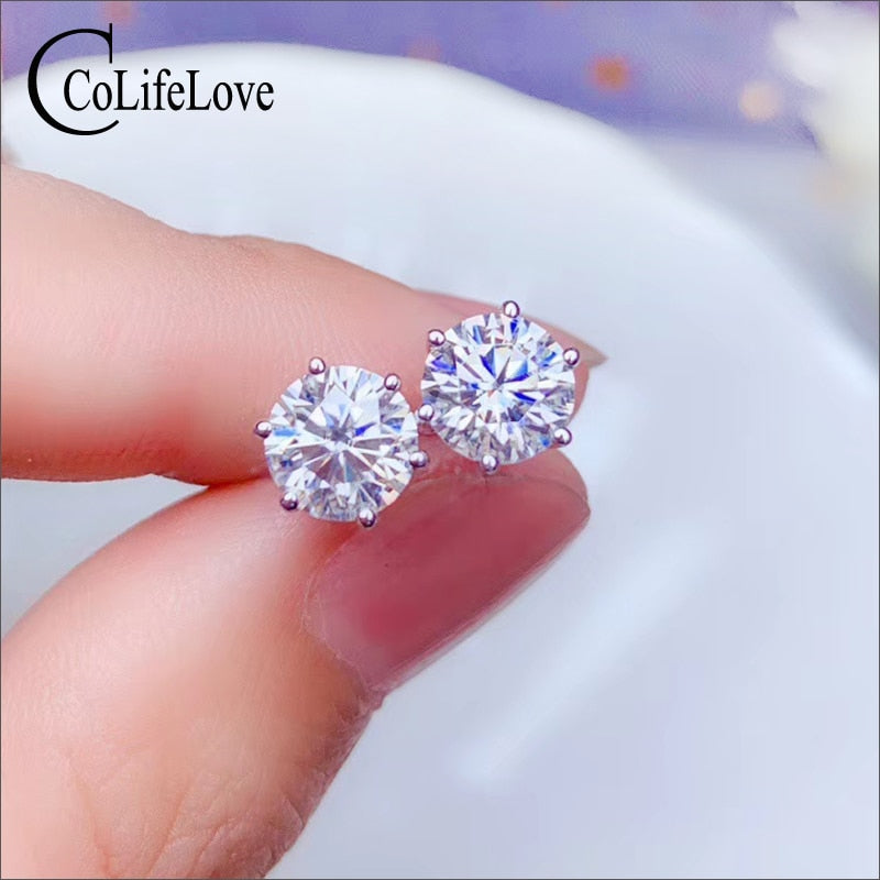 Peris Gems Round VVS1 Moissanite Stud Earrings for Women | 1ct Silver Diamond Earrings Round VVS1 Moissanite Stud Earrings for Women | 1ct Diamond SHEIN Amazon Temu