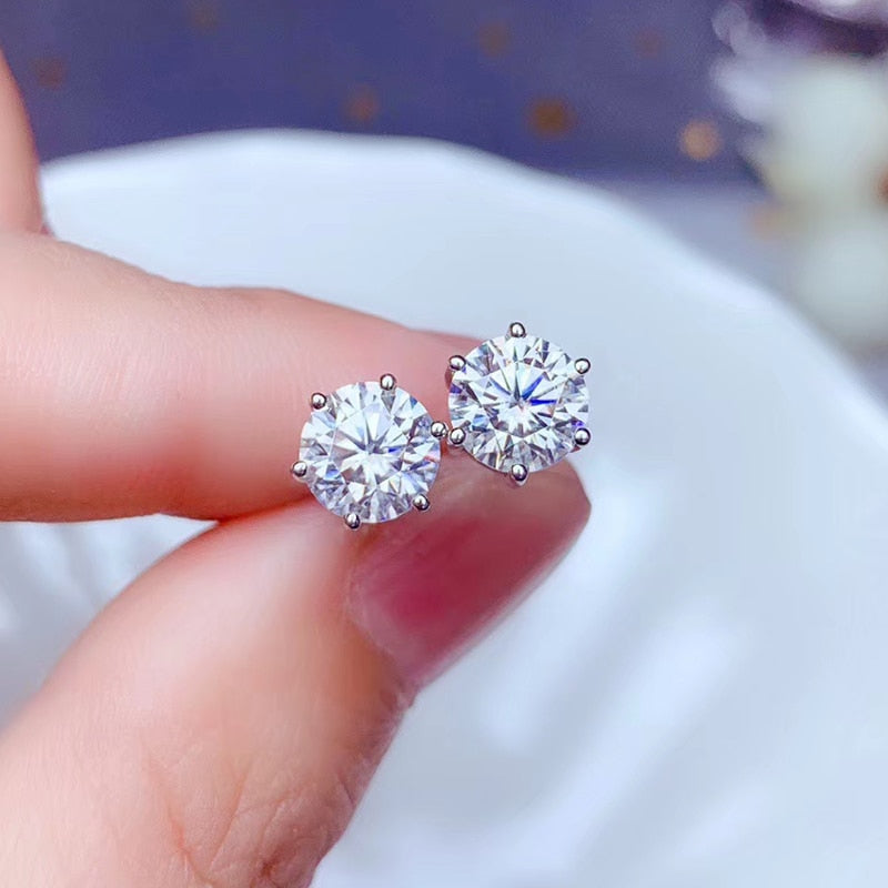 Peris Gems Round VVS1 Moissanite Stud Earrings for Women | 1ct Silver Diamond Earrings Round VVS1 Moissanite Stud Earrings for Women | 1ct Diamond SHEIN Amazon Temu