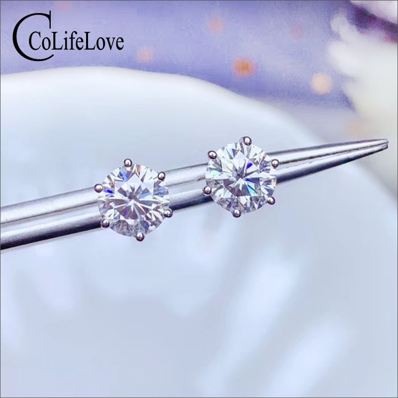Peris Gems Round VVS1 Moissanite Stud Earrings for Women | 1ct Silver Diamond Earrings Round VVS1 Moissanite Stud Earrings for Women | 1ct Diamond SHEIN Amazon Temu