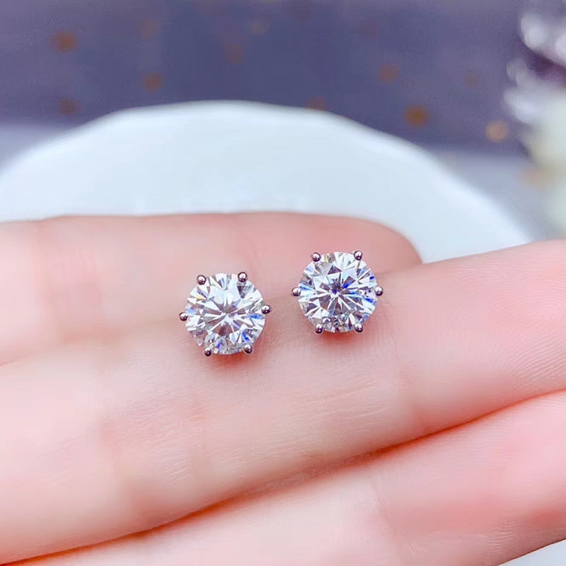 Peris Gems Round VVS1 Moissanite Stud Earrings for Women | 1ct Silver Diamond Earrings Round VVS1 Moissanite Stud Earrings for Women | 1ct Diamond SHEIN Amazon Temu