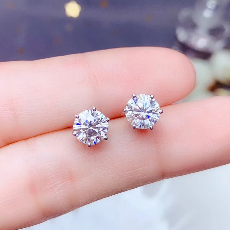 Peris Gems Round VVS1 Moissanite Stud Earrings for Women | 1ct Silver Diamond Earrings Round VVS1 Moissanite Stud Earrings for Women | 1ct Diamond SHEIN Amazon Temu
