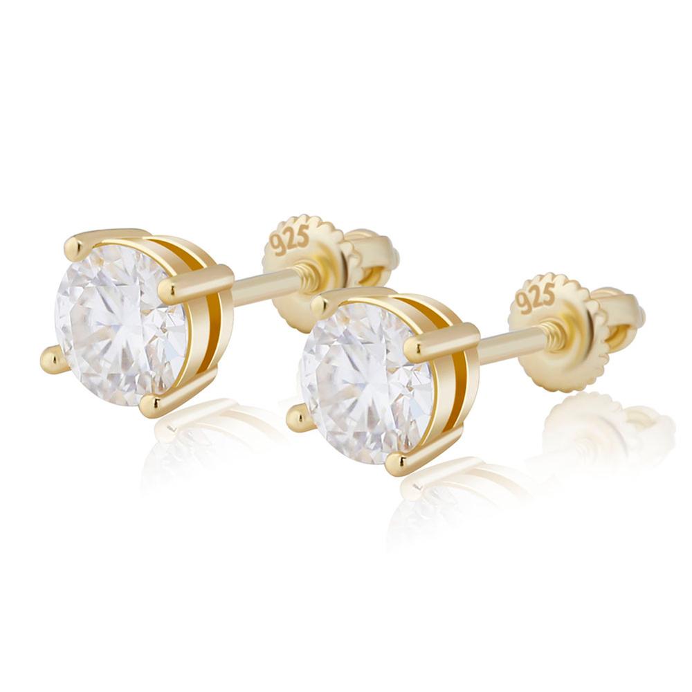 Peris Gems Round VVS1 Moissanite Stud Earrings for Women | 925 Silver Gold Round VVS1 Moissanite Stud Earrings for Women SHEIN Amazon Temu