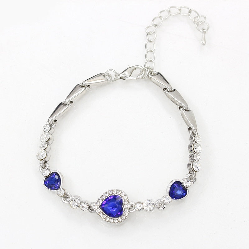 Peris Gems Royal Blue Heart of The Ocean Pendant Bracelets | Love Heart Bracelet for Women SHEIN Amazon Temu