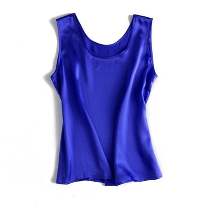 Peris Gems Royal Blue / S Sleeveless Satin Tank Top Shirt for Women | Cozy Silk Chic Vest Sleeveless Satin Tank Top Shirt for Women | Silk Chic Vest SHEIN Amazon Temu
