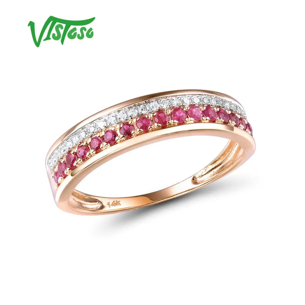 Peris Gems Ruby / 8.5 Ruby Sapphire Double Row Diamond Rose Gold Anniversary Rings SHEIN Amazon Temu
