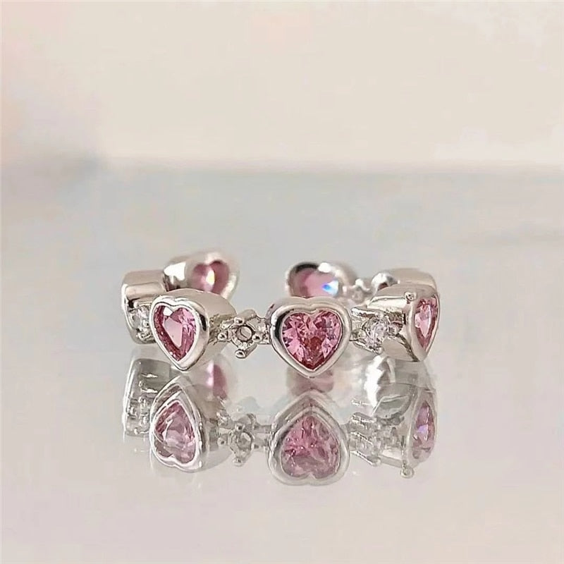 Peris Gems S 1 Pink Heart Open Rings for Women | Silver Rings SHEIN Amazon Temu