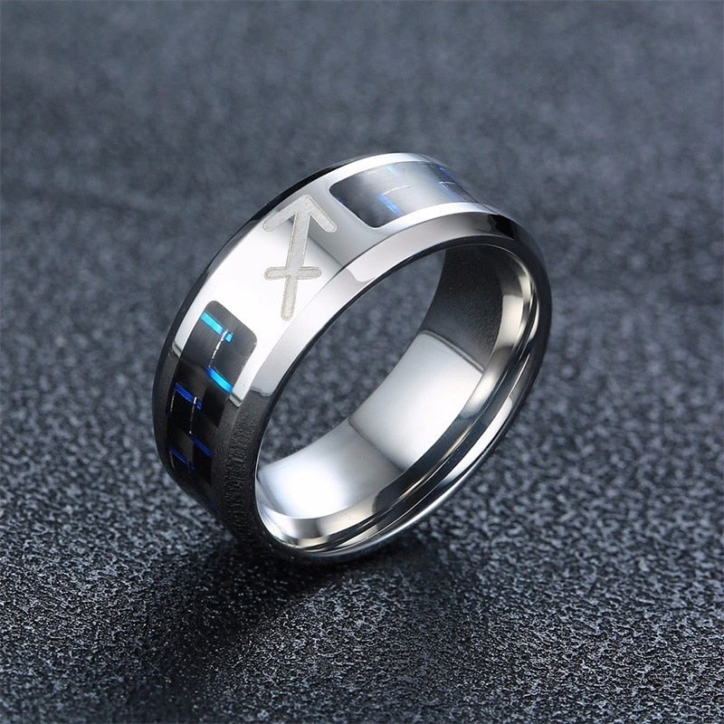 Peris Gems Sagittarius / 7 Silver Twelve Constellations Zodiac Rings Unisex Stainless Steel Silver Twelve Constellations Zodiac Rings Stainless Steel SHEIN Amazon Temu