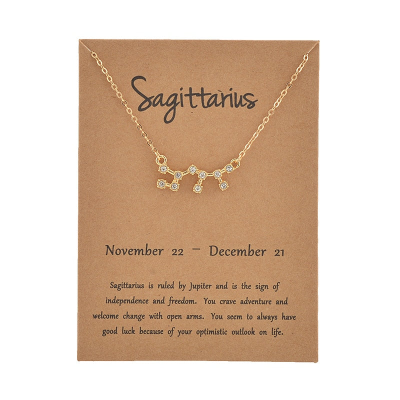 Peris Gems Sagittarius / Gold Zodiac Sign 12 Constellation Necklaces | Gold Diamond Astrology Necklaces for Women SHEIN Amazon Temu