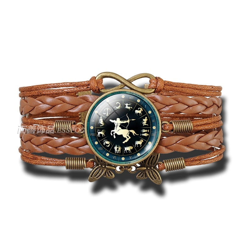 Peris Gems Sagittarius Multilayered Leather 12 Constellation Zodiac Glass Dome Bracelets Unisex Multilayered Leather 12 Constellation Zodiac Glass Bracelets SHEIN Amazon Temu