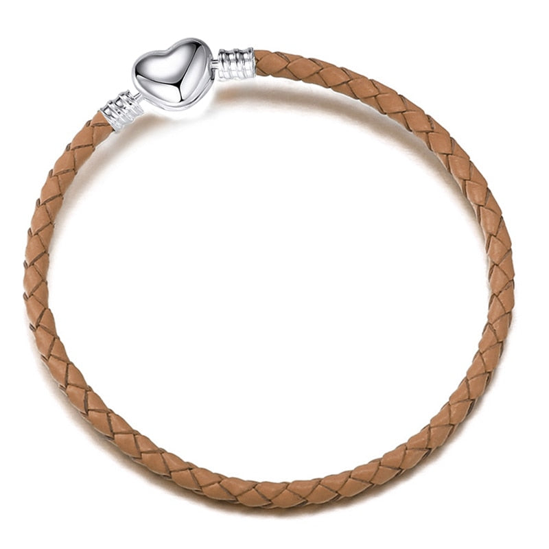 Peris Gems Sand Brown Heart / 16cm Silver Chain Charm Bracelets | Silver Love Bracelet SHEIN Amazon Temu