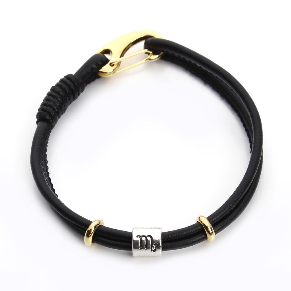 Peris Gems Scorpio Gold Leather Zodiac Sign Bracelet Unisex | Silver Leather Bracelet Leather Zodiac Sign Bracelet Unisex |Silver Leather Bracelet SHEIN Amazon Temu