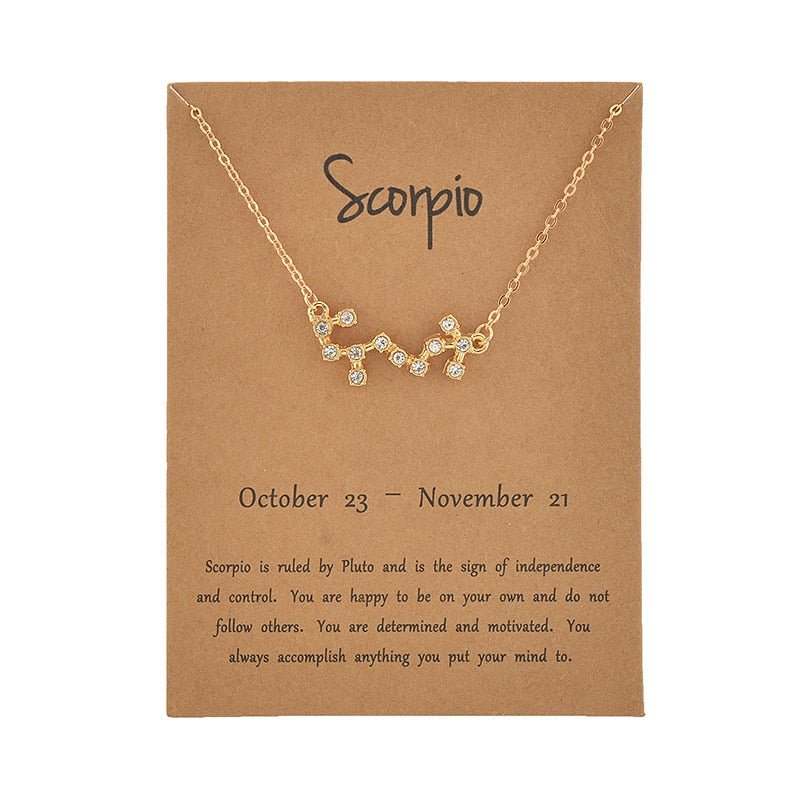 Peris Gems Scorpio / Gold Zodiac Sign 12 Constellation Necklaces | Gold Diamond Astrology Necklaces for Women SHEIN Amazon Temu